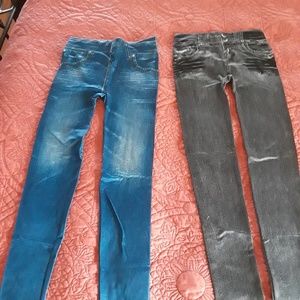 2 pair of jeggings blue and gray size Small
